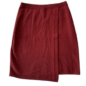 Doncaster Women’s silk cashmere deep red wrap-style skirt Sz M #winter